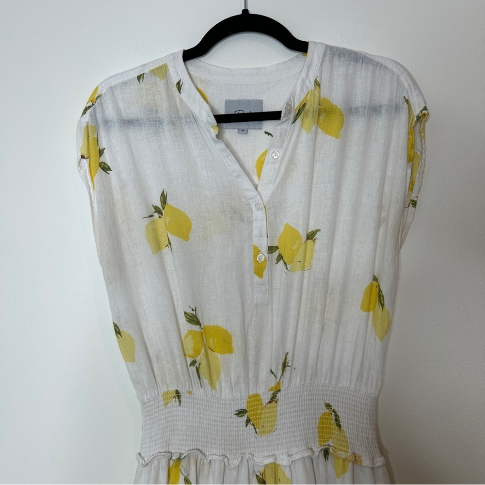 Rails Angelina Double-Tiered Linen Mini Dress In Citronnade Lemon Print XS - Picture 5 of 11